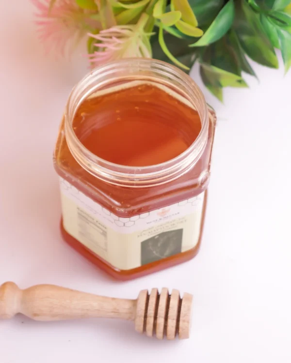 Open jar of Eucalyptus Honey – raw, pure honey from Nuts & Nectar Pakistan